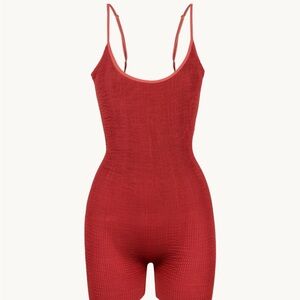 Elegant Red Knit One-Piece Swimsuit